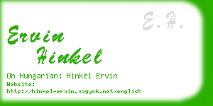ervin hinkel business card